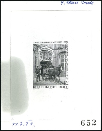 Stamp of Austria » 2nd. Republic 1974 Stamp Day 2s single die proofs in black, show