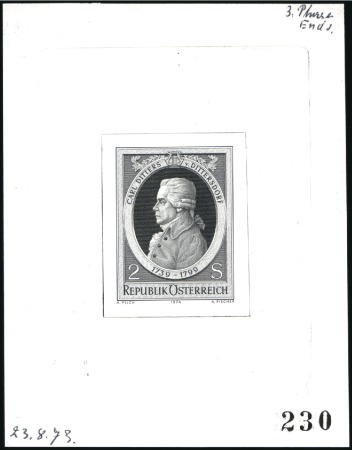 Stamp of Austria » 2nd. Republic 1974 Composer Ditters 2s single die proofs in blac