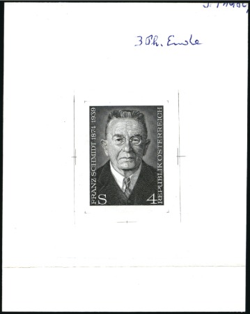 Stamp of Austria » 2nd. Republic 1974 Composer Schmidt 4s single die proofs in blac