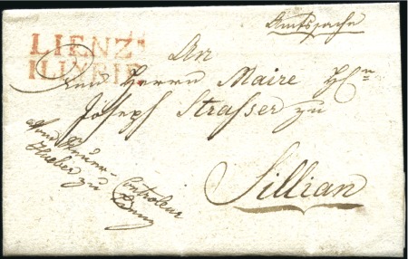 Stamp of Austria » Pre-Stamp Letters and Documents 1812 LIENZ ILLYRIE: Folded letter bearing red 2-li
