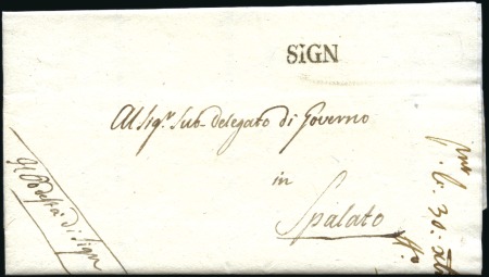 Stamp of Austria » Pre-Stamp Letters and Documents 1812 SIGN: Black straight line postmark on an offi