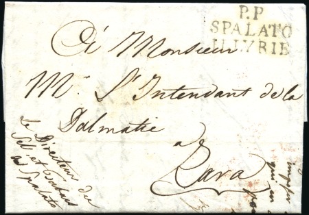Stamp of Austria » Pre-Stamp Letters and Documents 1812 SPALATO ILLYRIE: Red 3-line postmark 'P.P SPA