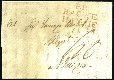 Stamp of Austria » Pre-Stamp Letters and Documents 1810 RAGUSE: Red 3-line 'P.P. RAGUSE ILLYRIE' on p