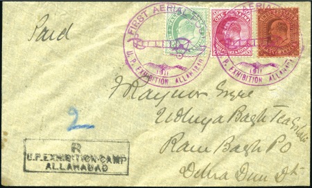 Stamp of India 1911 Allahabad First Aerial Post cover to Dehra Du
