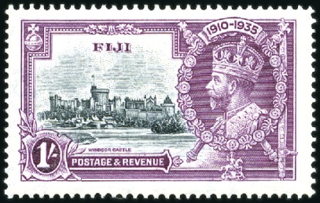 Stamp of Fiji 1935 1s Slate and purple, variety "short extra fla