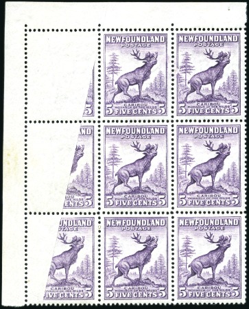 Stamp of Canada » Newfoundland 1932-38 5c Violet die II corner marginal block of 