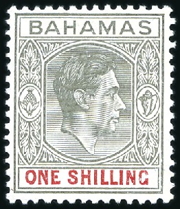 Stamp of Bahamas 1938-52 KGVI 1s Brownish grey and scarlet on thin