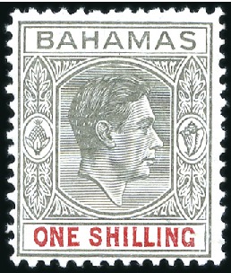 Stamp of Bahamas 1938-52 KGVI 1s Brownish grey and scarlet on thin