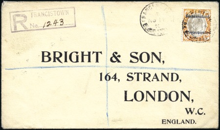 Stamp of Bechuanaland » British Bechuanaland 1910 (Nov 14) Envelope sent registered from Franci