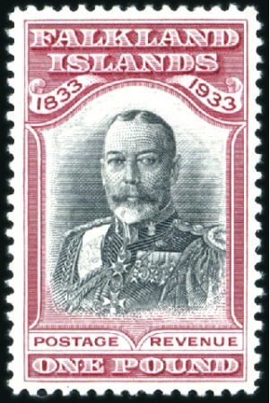 Stamp of Falkland Islands 1933 Centenary £1 black & carmine, mint, very fine