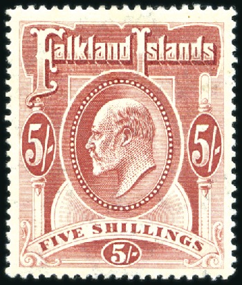 Stamp of Falkland Islands 1904-12 2s6d & 5s, mint, very fine (SG £405)