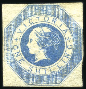 Stamp of Australia » Victoria 1854 1s Blue mint part og, just touched at right,
