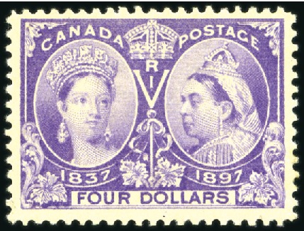 Stamp of Canada 1897 Jubilee $4 violet mint, very fine (SG £1'400)
