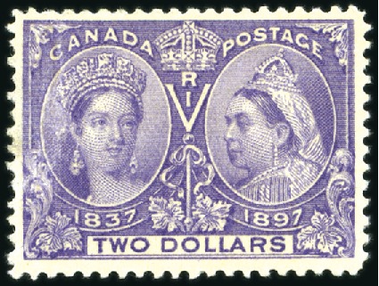Stamp of Canada 1897 Jubilee $2 deep violet mint, gum disturbance,