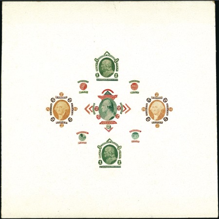 Stamp of United States ca1890, Composite on thick card showing various va
