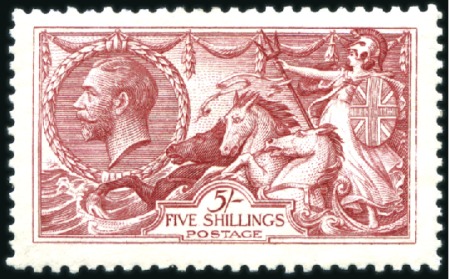 Stamp of Great Britain » King George V 1913 Waterlow 5s rose-carmine mint right marginal,