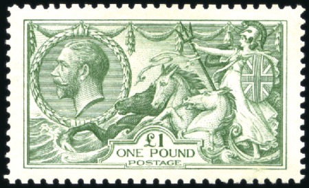 Stamp of Great Britain » King George V 1913 Waterlow £1 green, mint, good colour, reperfe