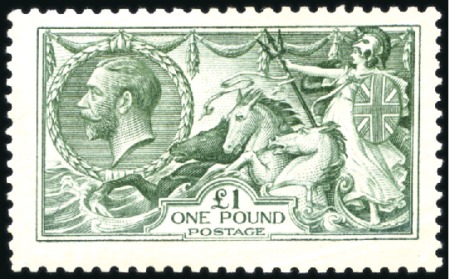 Stamp of Great Britain » King George V 1913 Waterlow £1 green mint, good colour, corner c