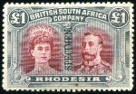 Stamp of Rhodesia 1910-13, Specialised DOUBLE-HEADS collection in on