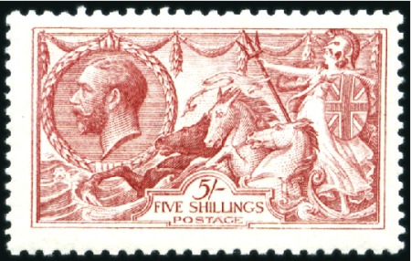 Stamp of Great Britain » King George V 1915 De La Rue 5s pale carmine mint, usual uneven 