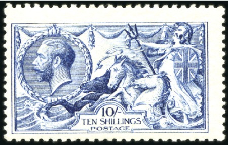 Stamp of Great Britain » King George V 1915 De La Rue 10s blue mint, fine and scarce (SG 