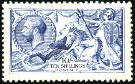Stamp of Great Britain » King George V 1915 De La Rue 10s blue mint, fresh, very fine and