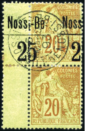 Stamp of Colonies françaises » Nossi-Bé 1893 25 sur 20c surcharge déplacée tenant à non su