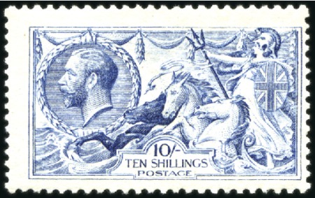 Stamp of Great Britain » King George V 1915 De La Rue 10s blue mint, fine and scarce (SG 