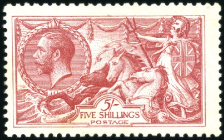 Stamp of Great Britain » King George V 1918-19 Bradbury & Wilkinson 5s rose-red, mint, fi