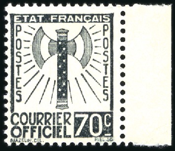 Stamp of France » Service 1943 Série Francisque neuf sans ch., bdf, luxe