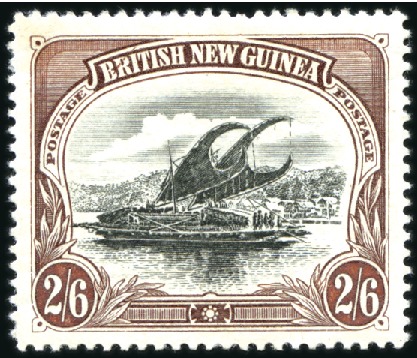 Stamp of Papua 1901-05 Lakatoi 2s6d black and brown, mint, fine &