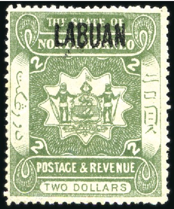Stamp of Labuan 1901-05 $2 Dull Green of North Borneo overprinted