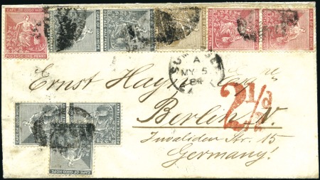 Stamp of South Africa » Cape of Good Hope 1884 Cover bearing 3-colour multiple franking 1/2d
