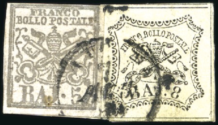 Stamp of Italian States » Papal States 1855-57, Postal Forgery 5Baj rose, type I, and 8Ba