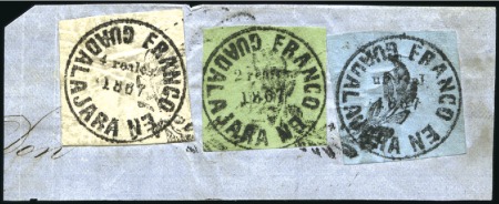 Stamp of Mexico » Mexico Local Issues GUADALAJARA 1867 1r black on grey-blue + 2r black 