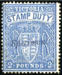 Stamp of Australia » Victoria 1884-96 "Stamp Duty" Specimen ovpts on 3s olive-dr