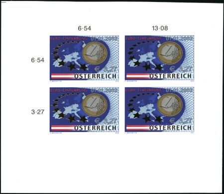 Stamp of Austria » 2nd. Republic 2002 Introduction of Euro Currency 3€27 x 4 sheetl