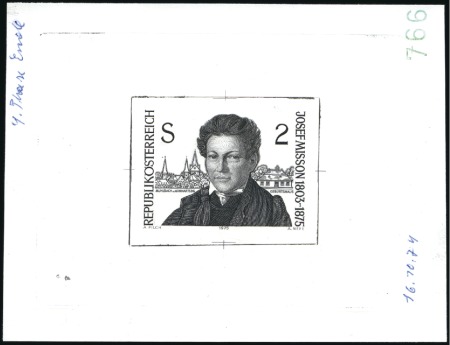 Stamp of Austria » 2nd. Republic 1975 Josef Misson 4s single die proofs in black, s