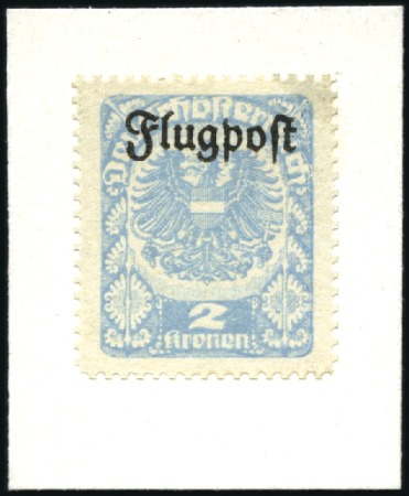Stamp of Austria 1922 UNISSUED 2kr light blue PROOF with overprint 
