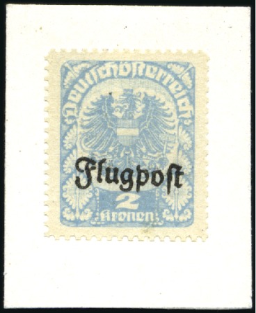 Stamp of Austria 1922 UNISSUED 2kr light blue PROOF with overprint 