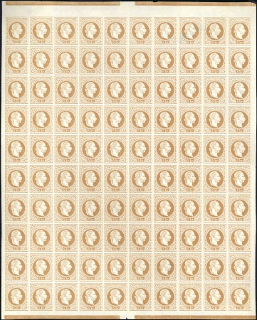 Stamp of Austria » 1867 Issue 1867 5kr complete proof sheet of 100 in light brow