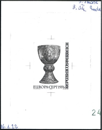 Stamp of Austria » 2nd. Republic 1976 Tassilo Cup 4s single die proofs in black, sh