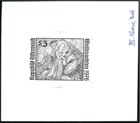 Stamp of Austria » 2nd. Republic 1976 Christmas 3s single die proofs in black, show
