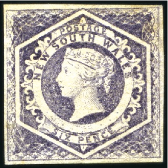 Stamp of Australia » New South Wales 1854-59, 6d Deep slate, mint with only light hinge