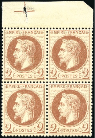 Stamp of France 2c Lauré les deux types en bloc de 4 neuf, TB