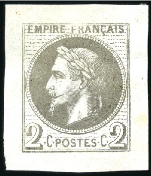 Stamp of France 2c Lauré, Lot de six pièces : Epreuve en noir sign