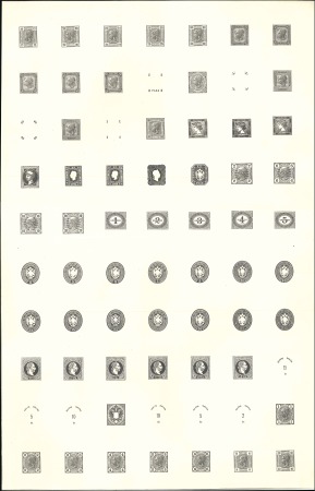 Stamp of Austria 1908 Compilation of clichés in black on A3 yellowi