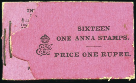 Stamp of India 1906-11 Black on pink 1r booklet (without "Post Of
