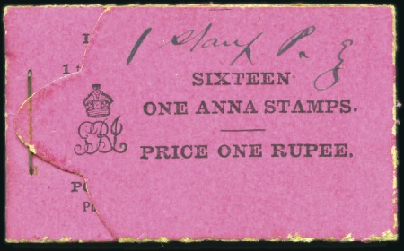 Stamp of India 1906-11 Black on pink 1r booklet (without "Post Of