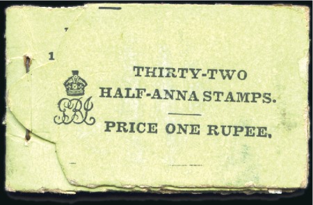 Stamp of India BOOKLETS: 1912-22 Black on green 1r booklet comple
